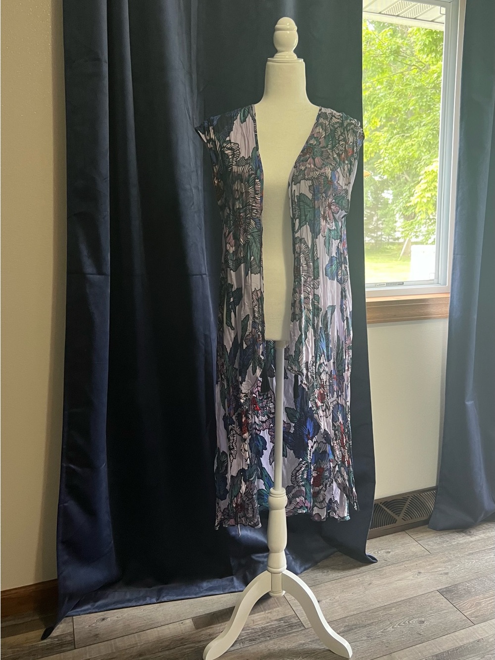 Maurices Floral Print Waterfall Vest in Lavender, Teal, Navy, Pink & Red